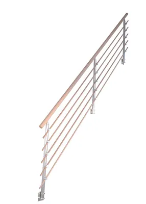 Produktbild von Treppengeländer Modell Rhodos 1/4 Gewendelt Buche-Designgeländer Holzrundstäbe-Rechts