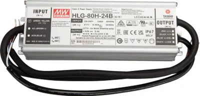 Produktbild von MEANWELL HLG-80H-24B, AC-DC LED-Installationsnetzteil, Metallgehäuse, IP67 81,6W 24V 3,4A CV+CC dimmbar