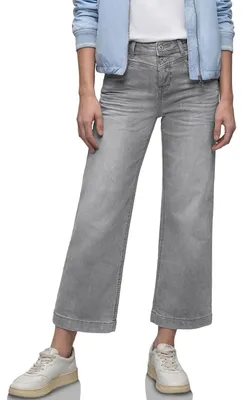 Produktbild von Street One High Waist Wide Leg Jeans im Loose Fit Light Grey wash 25