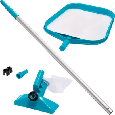 Produktbild von Intex Skimmer Pool Reinigungsset Bodensauger Kescher Teleskopstange 28002, 3 Teile Set, Teleskopstiel 2,39m