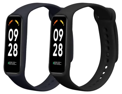 Produktbild von kwmobile 2x Uhrenarmband für Xiaomi Smart Band 8 Active Armband - Fitnesstracker Band Set aus TPU Silikon - Ersatzarmband Smartwatch - Schwarz