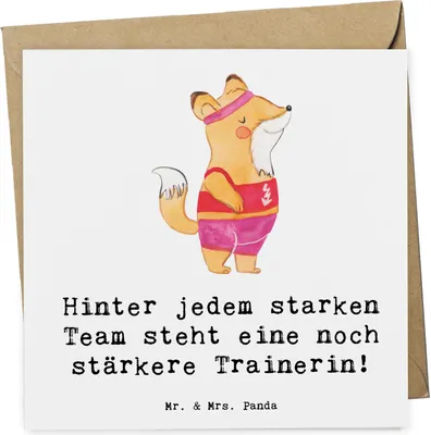Produktbild von Mr. & Mrs. Panda Grußkarte Radsport Trainerin - Weiß - Geschenk, Glückwunschkarte, Sportarten, Athleten, Teamgeist, faltkarte, Sportart, doppelkarte, Klappkarte