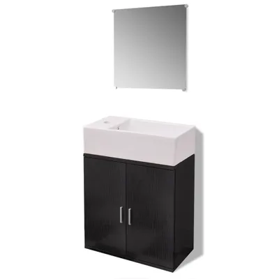 Produktbild von vidaXL 3-tlg. Badmöbel-Set mit Waschbecken Schwarz
