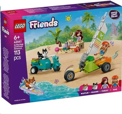 Obrázok produktu pre LEGO Friends Dobrodružstvo so surfujúcimi psami a skútrom, Stavebnica, 6 rok / roky, Plast, 113 kusov, 144 g