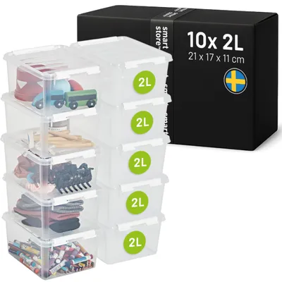 Produktbild von SmartStore - 10x Aufbewahrungsbox mit Deckel Classic 2L (21x17x11cm) | Stapelbar