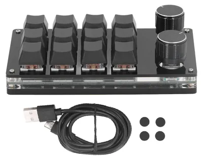 Obrázek produktu pro Makro-mechanická herní klávesnice, 12 kláves, 2 tlačítka, programovatelná, kabelová, s červenými spínači pro Windows, Linux, OS X