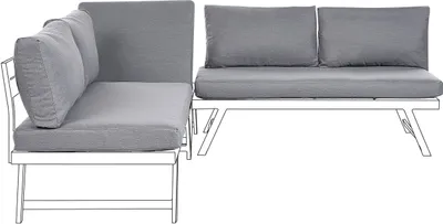 Produktbild von BELIANI Ersatzbezüge Dunkelgrau aus Stoff 7-teilig mit Reißverschlüssen Modern Outdoor Rücken- und Sitzkissenbezüge für Gartenmöbel Loungemöbel