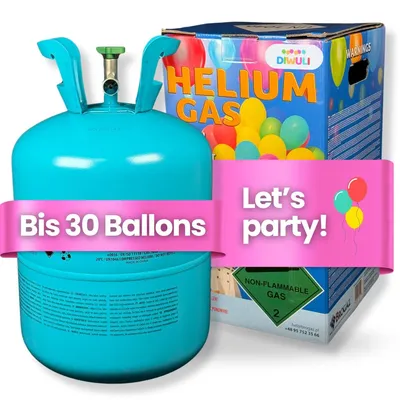 Produktbild von DIWULI Ballongas Helium für 30 Luftballons - Gasflasche für Geburtstag, Hochzeit, Party, befüllt in EU