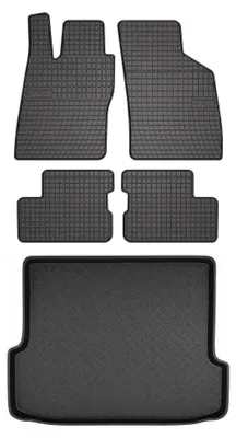 Productafbeelding van Rubberen automatten + kofferbakmat voor Opel Astra F 1991-2002 (stationwagen) – 5-delig, zwart, op maat – Wielganizator SolidPRO