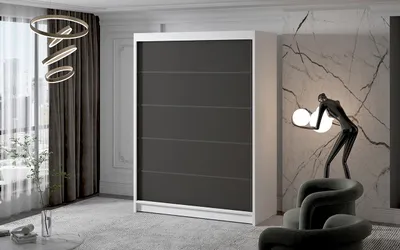 Obrázek produktu pro Dvoudveřová šatní skříň NICA - šířka 150 cm, bílá / černá
