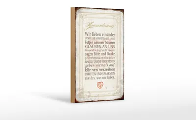Produktbild von Holzschild Spruch 12x18cm Hausordnung Haus Schild