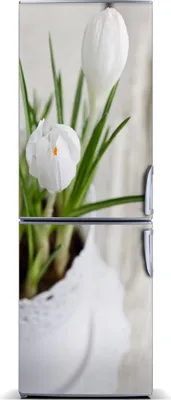 Imagen del producto de Decoración para nevera Tulup: Alfombrilla magnética, 60 cm x 180 cm. Imán para nevera, diseño de crocus blanco