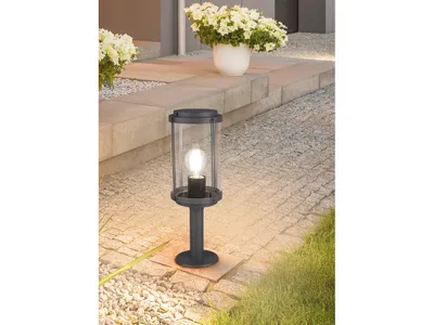 Produktbild von LED Außensockelleuchte Anthrazit Laterne rund Outdoor Stehlampe für den Garten