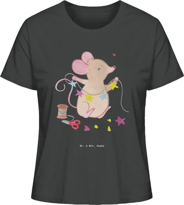 Produktbild von Mr. & Mrs. Panda Shirt Damen Maus Basteln Größe S - Anthrazit - Geschenk, Basic, Oberteil, Kreatives, T-Shirt für Frauen, DIY, Baumwoll