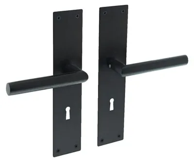 Produktbild von Intersteel Türdrücker Jura auf Schild 250x55x2 mm BB 72 mm Edelstahl/Schwarz matt