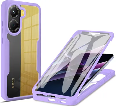 Produktbild von 360° Hülle für Poco X7 Pro 5G, 360 Grad Handyhülle mit Integriertem Displayschutz in Lila