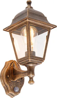 Produktbild von Qazqa Antik außen Wandleuchte, Außenlampe, Wandlampe für den Garten - Capital - Gold, max. 15W, Geeignet für LED, 15cm, IP44, Quadratisch
