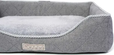 Produktbild von DOTTY Schlafplatz Hundebett, Hundesofa, Katzenbett Kuscheliges Haustierbett, Plüschbett für mittelgroße und große Hunde, Grau, Größe L (75 cm x 60 cm)