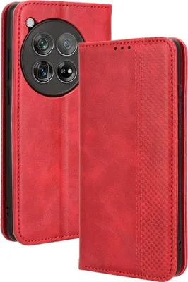 Produktbild von OnePlus 12 Hülle - Coverup Vintage Style Klapphülle - Rot