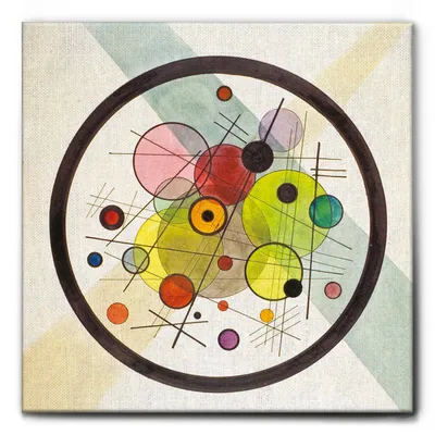 Zdjęcie produktu dla Giallobus - Poszukaj kręgów w kręgu - Vassily Kandinsky - 35D x 35S cm - Obraz - Standaard frame canvas