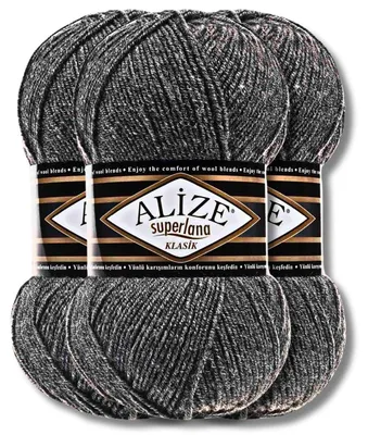 Productafbeelding van Alize 3x 100g Superlana Klasik garen, effen kleur, geschikt voor haken en breien (182)