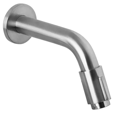 Productafbeelding van Differnz Muurkraan Koudwater - Inbouw Wastafelkraan met Enkele Bediening - Mat Chroom - Messing - 1 Hendel - Diepte 15,2 cm - Hoogte 7,9 cm - Breedte 2,4 cm - Zonder Waste