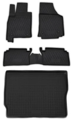 Gummi Kofferraumwanne + Fußmatten Set für Opel Meriva A, Bj. 2002-2010, schwarz