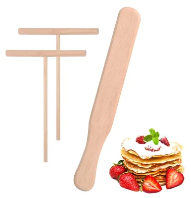 Crêpe-Spachtel-Set, Teigverteiler, Holz, 2 Stück