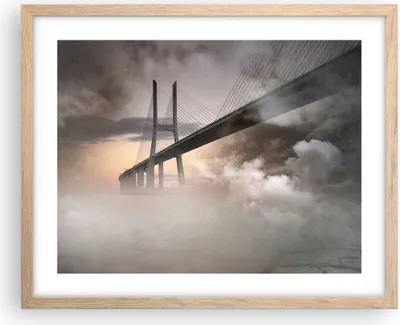 Produktbild von Gerahmtes Poster - Rahmen in heller Eiche - Brücke Nebel Wasser - 50x40 cm - Wand Bild - Wanddeko - Wandbilder - Wandposter - Bilderrahmen - Bilder - Kunstdruck - Wandbild - P2NAA50x40-3525