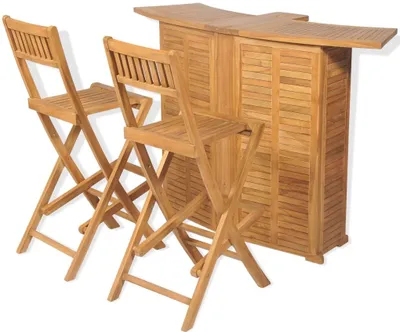 Produktbild von 3-tlg. Bistro-Set mit Klappstühlen Massivholz Teak