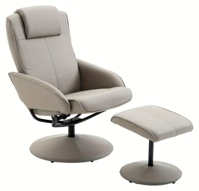 Image de Fauteuil pivotant - Fauteuil - Fauteuil relax - Fauteuil d'angle - Rotation à 360° - Repose-pieds réglable - Tissu gris