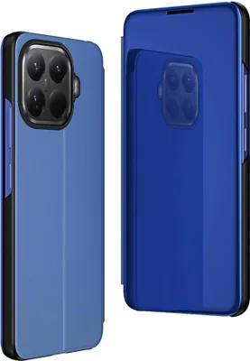 Produktbild von Kunstleder Mirror Flip Hülle für Xiaomi 15T Pro Halterung Horizontal Stand Blau