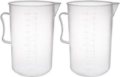 Produktbild von Laboratorium-Maßbecher aus Kunststoff, 2 Stück, 2000ml, transparent