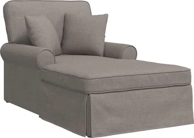 Image de vidaXL Chaise longue avec jupe et coussins 3 pièces Tissu taupe