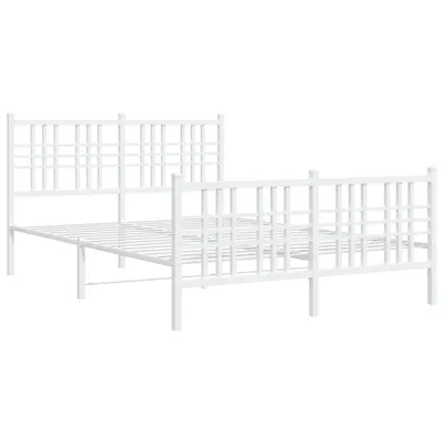 Zdjęcie produktu dla Metalowa rama łóżka z wezgłowiem i zanóżkiem, biała, 140x200 cm