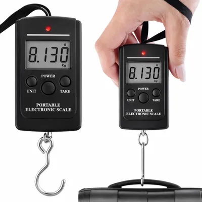 Image de Balance à bagages numérique - Jusqu'à 50 kg - Écran LCD rétroéclairé - Noir