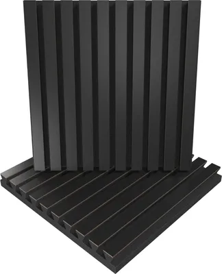 Zdjęcie produktu dla zestaw 2 sztuk - Listwowy panel akustyczny pochłaniający dźwięk | 50 x 50 x 5 cm | Kolor: (POLE, czarny)