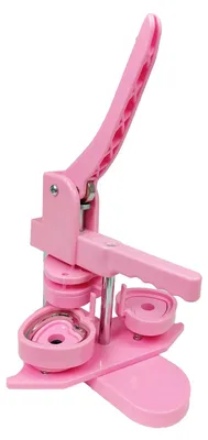 Produktbild von Herzförmige DIY-Buttonmaschine - Rotierende Buttonpresse - 100 Buttonteile - Form inklusive - Rosa