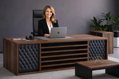 Obrázek produktu pro Elegantní šéfovský stůl, moderní design, barva: hnědá, černá