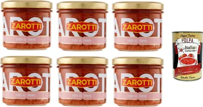 Produktbild von Zarotti Sugo al Tonno Thunfischsauce 6x 110gr + Italian Gourmet polpa 400g