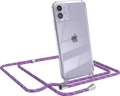 Produktbild von EAZY CASE Handykette kompatibel mit Apple iPhone 11, Handyhülle mit Umhängeband, Handykordel, Schutzhülle Clear, Band in Bunt
