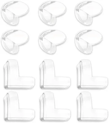 Obrázok produktu pre Unyqoos® Priehľadné, samolepiace ochranné rohy z PVC – 12 kusov, nenápadná ochrana rohov nábytku pre stoly, skrine a hrany, bezpečné pre deti, bez zápachu