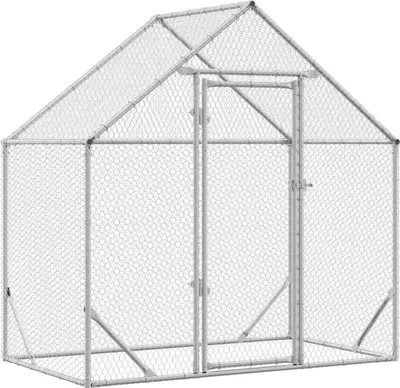 Obrázek produktu pro vidaXL Klec pro kuřata stříbrná 170 x 100 x 177 cm Pozinkovaná ocel
