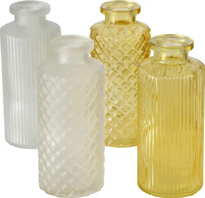 Image de Boltze Vase Panja Gefäß in Weiß & Gelb 4-teilig lackiertem Glas 2019332