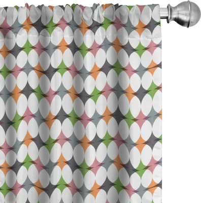Produktbild von ABAKUHAUS Abstrakt Vorhänge, Gardinen, Bunte Kreisformen Kreative Stilisierte Konzept, 2 Stück 75 x 175 cm, Mehrfarbig