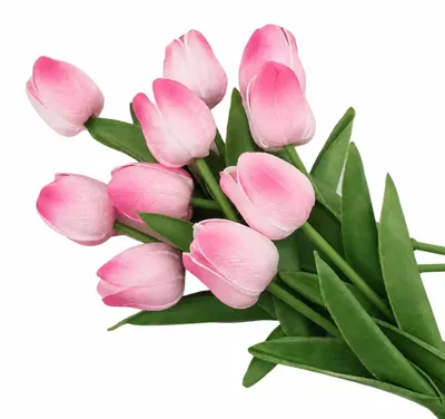 Imagen del producto de Conjunto de 15 tulipanes artificiales, un ramo que parece real, decorativos, color rosa, Imagen generada por IA