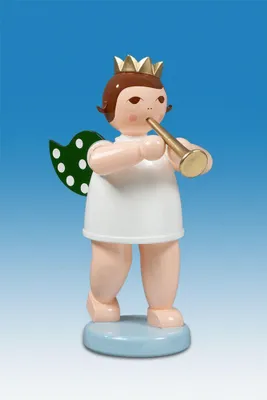 Produktbild von Holzfigur Engel mit Krone und Trompete Höhe 22cm NEU