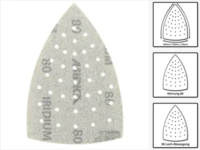 Produktbild von Mirka IRIDIUM Delta Schleifblätter Grip 100x152x152mm K80 50 Stk. ( 246JQ05080 )