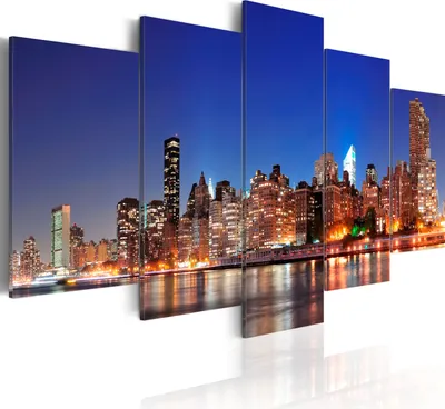 Produktbild von Leinwandbilder 200x100 cm 030211- 30 Vlies Leinwandbild 5 tlg Kunstdruck modern Wandbilder XXL Wanddekoration Design Wand Bild NEW YORK