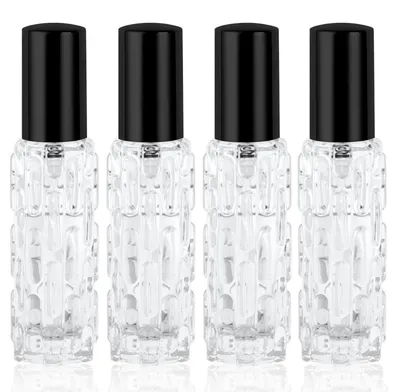 Obrázek produktu pro Naplnitelný rozprašovač parfémů, 4x10 ml, cestovní, mini, černý, skleněný